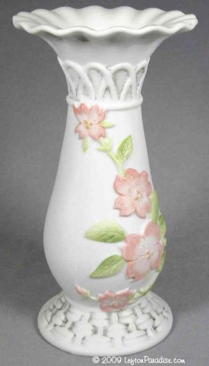 Bisque Vase with Dogwood Blossoms - 5130