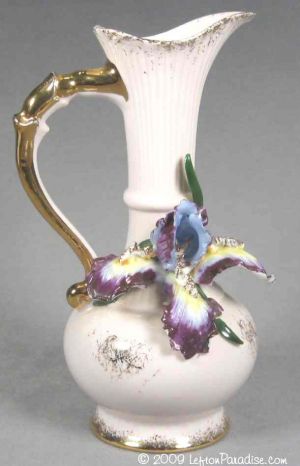 Ewer-Shaped Vase with Applied Iris.