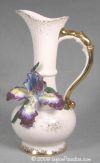 Pink Pitcher Vase with Iris and Leaves