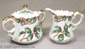 Creamer and Sugar set in Holly Garland pattern, Item NE1965 - Lefton