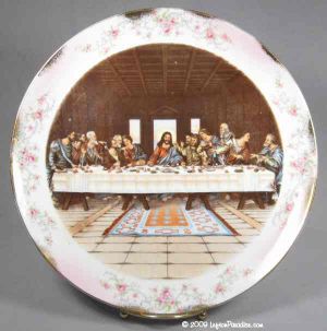 "The Last Supper" Plate with Heirloom Rose Trim - 1831