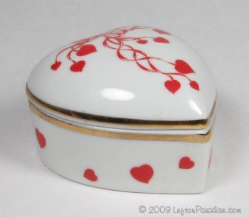 Heart-Shaped Trinket Box with Streamers and Hearts