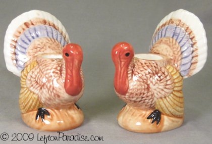 Pair of Cute Turkey Candleholders, Lefton - 6399